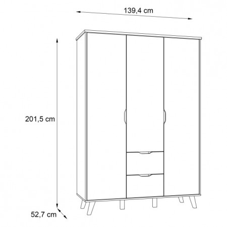 Шкаф на 3 двери Forte VANKKA FINVNKS831 (дуб/белый)