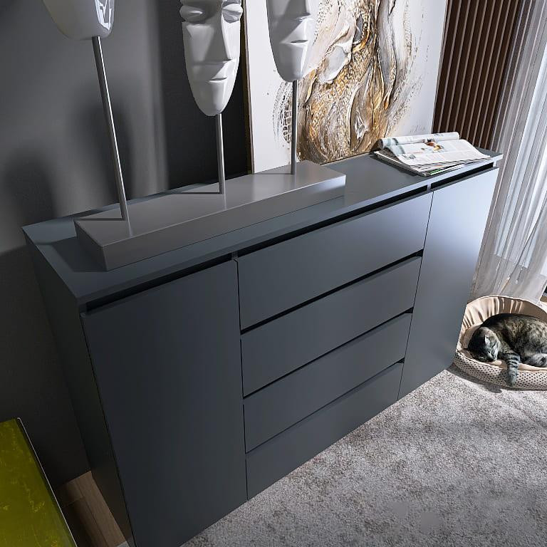 Большой комод без ручек EVR- Лайт КЛ-4 графит