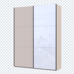 Шкаф - купе DRS- G-Caiser (180х60х240 см) 1 ДСП/1 Стекло 3 части двери Кашемир/ Белый 