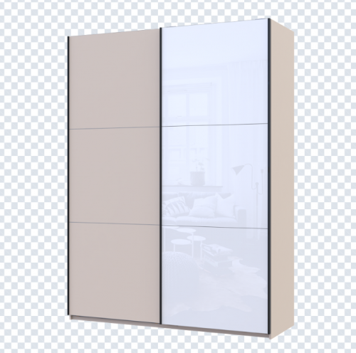 Шкаф - купе DRS- G-Caiser (180х60х240 см) 1 ДСП/1 Стекло 3 части двери Кашемир/ Белый 