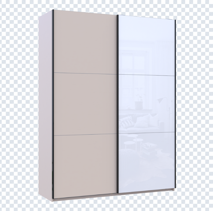 Шкаф - купе DRS- G-Caiser (180х60х240 см) 1 ДСП/1 Стекло 3 части двери Кашемир/ Белый 