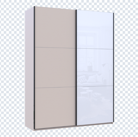 Шкаф - купе DRS- G-Caiser (180х60х240 см) 1 ДСП/1 Стекло 3 части двери Кашемир/ Белый 