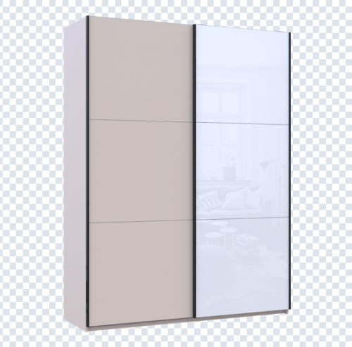 Шкаф - купе DRS- G-Caiser (180х60х240 см) 1 ДСП/1 Стекло 3 части двери Кашемир/ Белый 