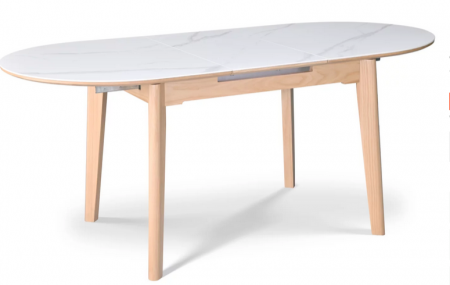 Стол обеденный раскладной CRV- Martin, Arctic ice ceramic top oak base,140 см