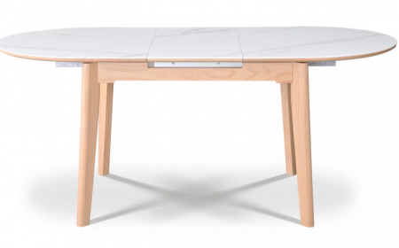 Стол обеденный раскладной CRV- Martin, Arctic ice ceramic top oak base,140 см