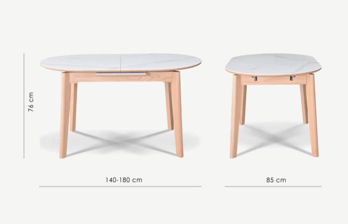 Стол обеденный раскладной CRV- Martin, Arctic ice ceramic top oak base,140 см