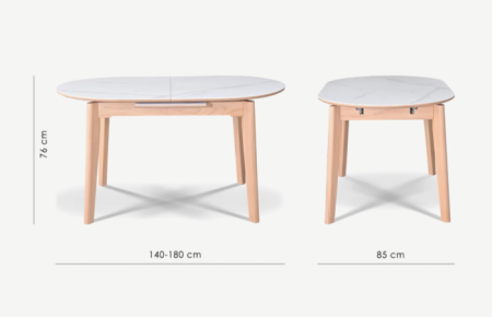 Стол обеденный раскладной CRV- Martin, Arctic ice ceramic top oak base,140 см