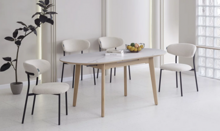 Стол обеденный раскладной CRV- Martin, Arctic ice ceramic top oak base,140 см