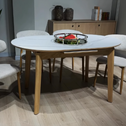 Стол обеденный раскладной CRV- Martin, Arctic ice ceramic top oak base,140 см