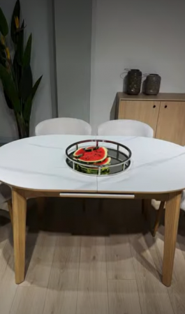 Стол обеденный раскладной CRV- Martin, Arctic ice ceramic top oak base,140 см