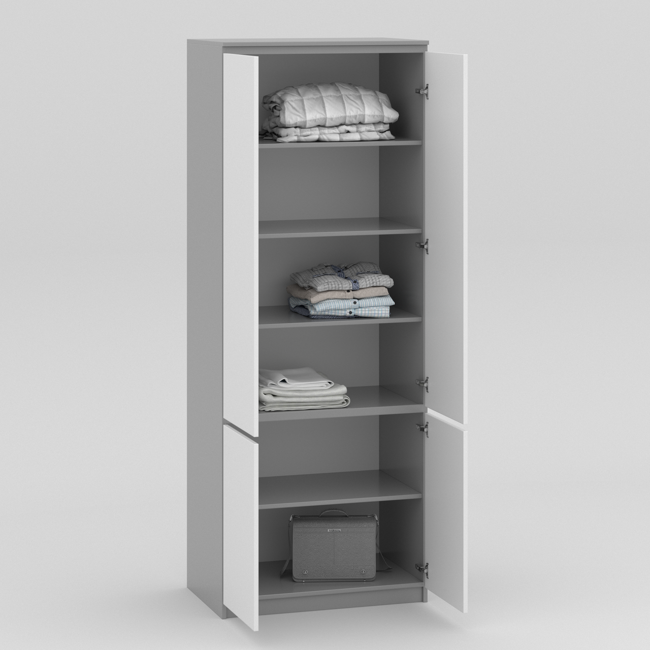 Шкаф Стиль-80 (6 полок) 211х80х52 cм KOD- ШК-80 стиль полки (белый фасад)