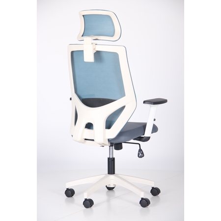 Кресло офисное AMF- Lead White HR (сиденье Нест-08 серая/спинка Сетка SL-18 аквамарин)