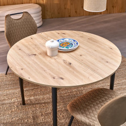 Стол круглый HALMAR PIVOT дуб артизан-черный