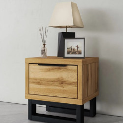 Тумбочка прикроватная Helvetia HALLE S 24N0NG22 (дуб Вотан/черный)