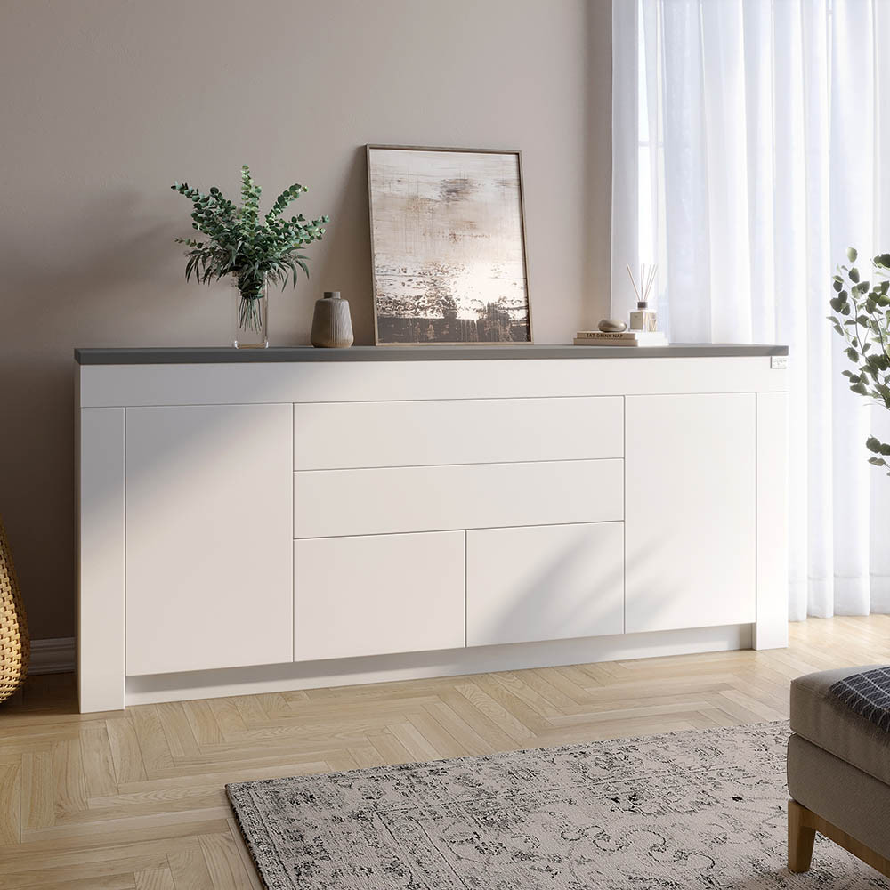 Большой комод Ларри-2 Нимфея альба/Антрацит (LION-041057) ТОП