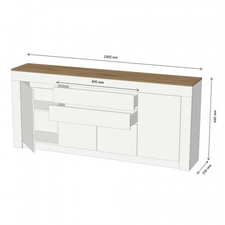Большой комод LION- Ларри-2 Нимфея альба/Антрацит (LION-041057) 
