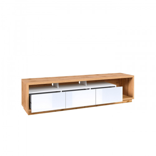 Тумба под телевизор в гостиную Helvetia CELINE 24NALR40 (дуб вотан/белый глянец)