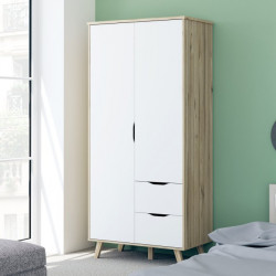 Шкаф на 2 двери и 2 ящика Forte VANKKA VNKS823L (дуб/белый)