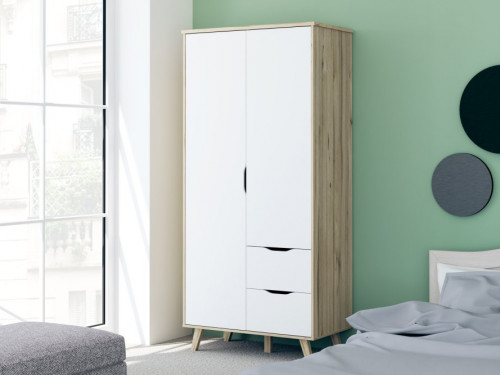 Шкаф на 2 двери и 2 ящика Forte VANKKA VNKS823L (дуб/белый)