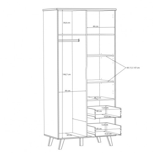 Шкаф на 2 двери и 2 ящика Forte VANKKA VNKS823L (дуб/белый)