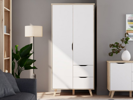 Шкаф на 2 двери и 2 ящика Forte VANKKA VNKS823L (дуб/белый)