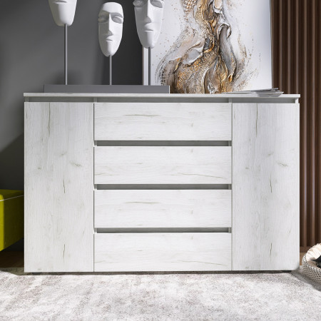 Большой комод без ручек EVR- Лайт КЛ-4 Крафт белый