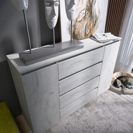 Большой комод без ручек EVR- Лайт КЛ-4 Крафт белый