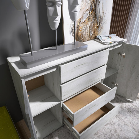 Большой комод без ручек EVR- Лайт КЛ-4 Крафт белый