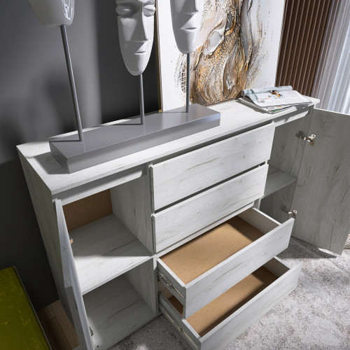 Большой комод без ручек EVR- Лайт КЛ-4 Крафт белый