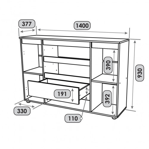 Большой комод без ручек EVR- Лайт КЛ-4 Крафт белый