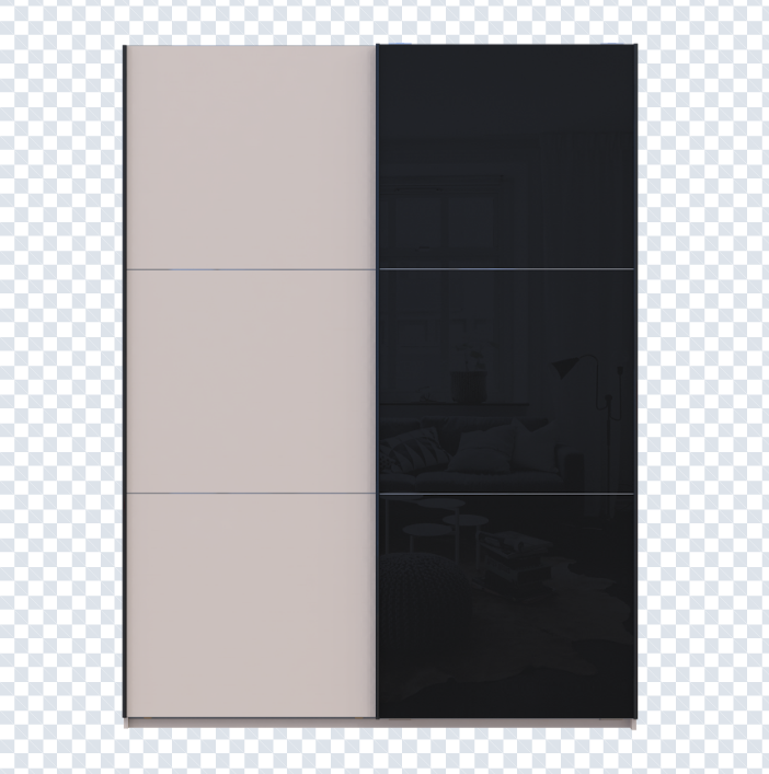 Шкаф - купе DRS- G-Caiser (180х60х240 см) 1 ДСП/1 Стекло 3 части двери Кашемир/ Черный