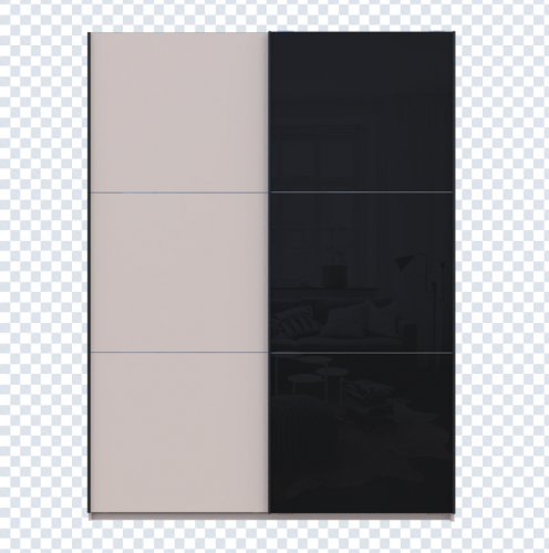 Шкаф - купе DRS- G-Caiser (180х60х240 см) 1 ДСП/1 Стекло 3 части двери Кашемир/ Черный