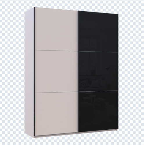 Шкаф - купе DRS- G-Caiser (180х60х240 см) 1 ДСП/1 Стекло 3 части двери Кашемир/ Черный