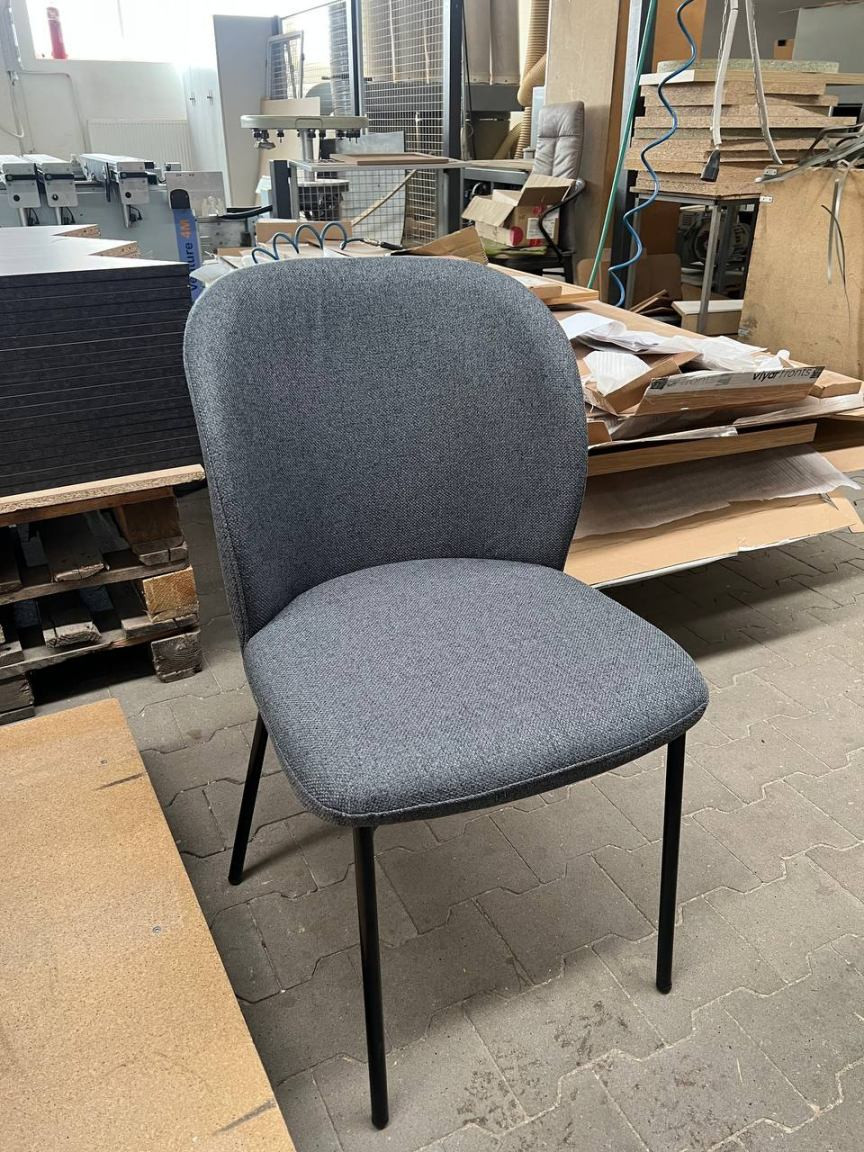 Стул INI- CARO серый, коричневый тк./ черный каркас  