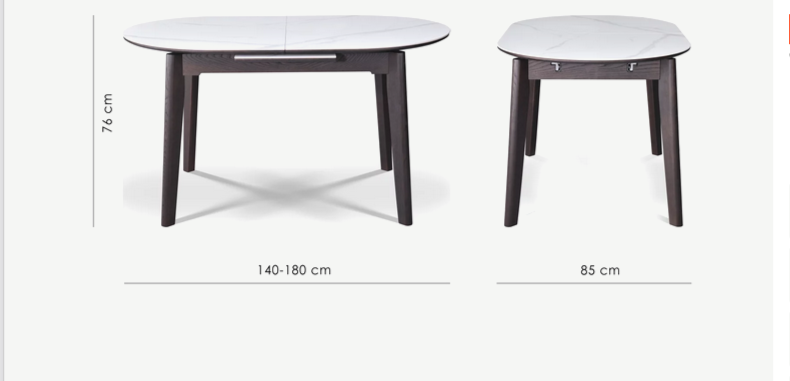 Стол обеденный раскладной CRV- Martin,Arctic ice ceramic top black base,140см,черный 