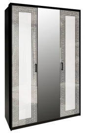Шкаф MRK- Виола Глянец белый+мат черный 3 двери/зеркало