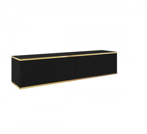 Тумба под ТВ навесная Perfect Home Оро / Oro RTV135 MDF 2-дверная Черный