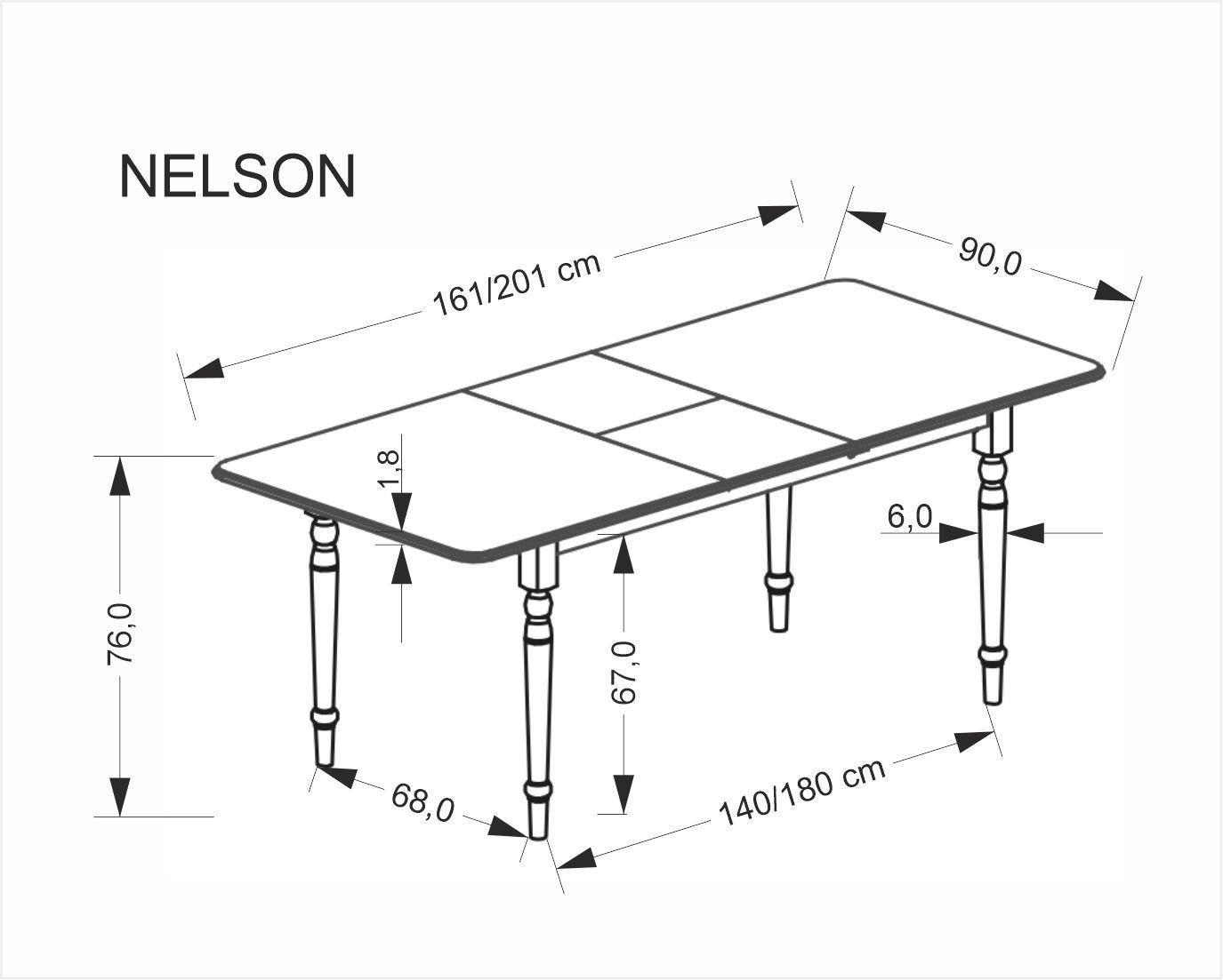 Стол HALMAR NELSON белый