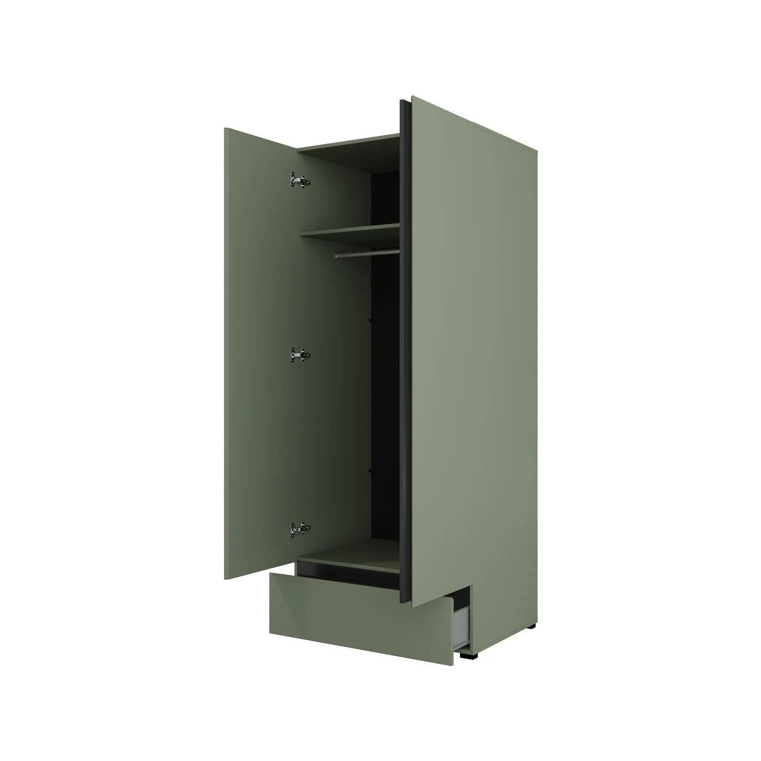 Шкаф на 2 двери с 1 ящиком  Helvetia CROSS S 24GWMY18 (дымчатый зеленый/черный)