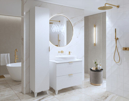 Туалетный столик настенный с 2 ящиками для ванной Helvetia LAURA 3097NM47 (белый)