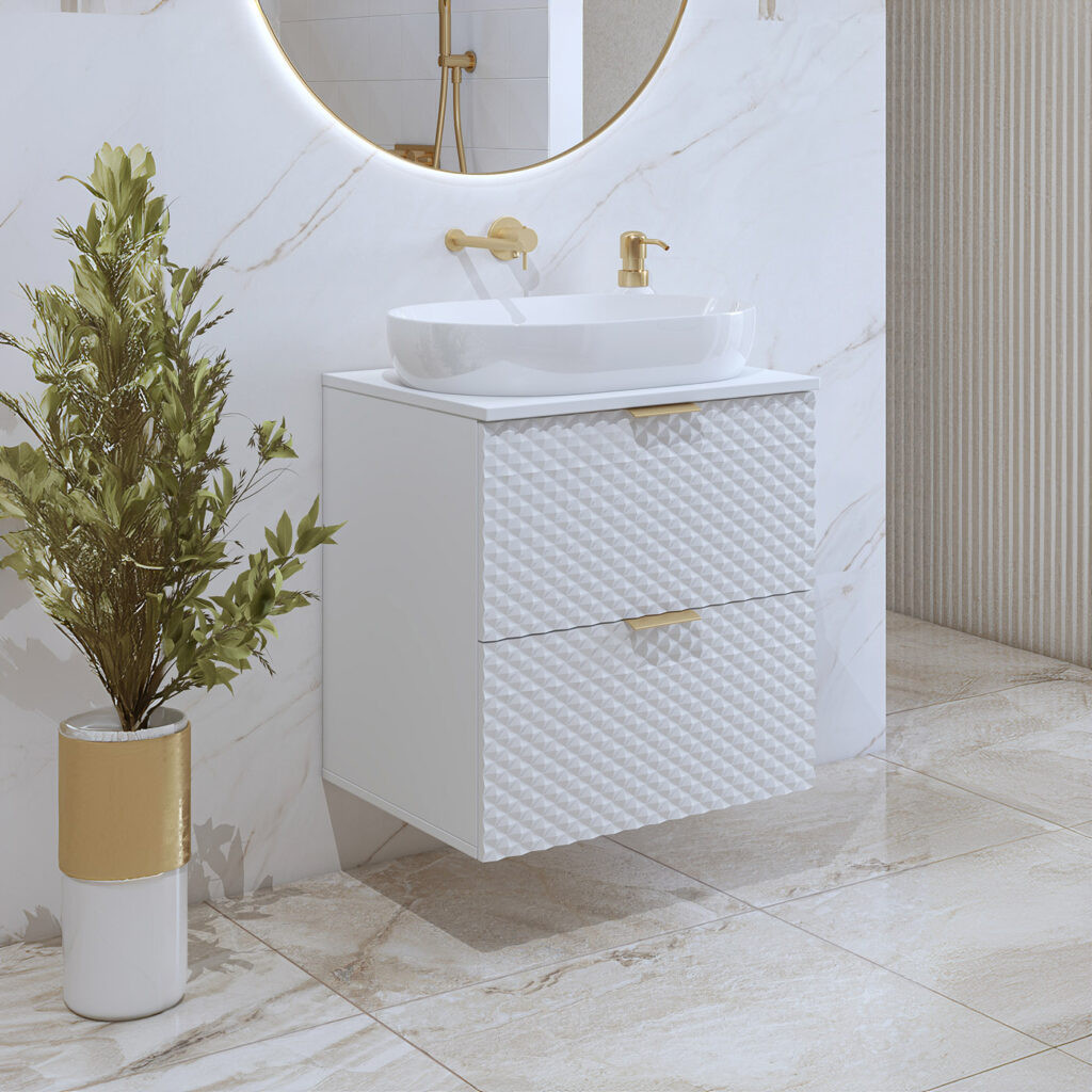 Туалетный столик настенный с 2 ящиками для ванной Helvetia LAURA 3097NM47 (белый)