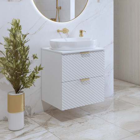 Туалетный столик настенный с 2 ящиками для ванной Helvetia LAURA 3097NM47 (белый)