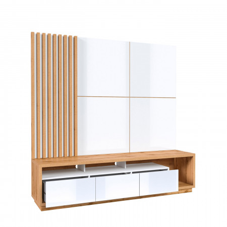 Стенка в гостиную Helvetia CELINE 24NALR09 (дуб вотан/белый глянец)