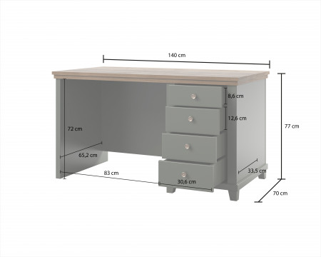Письменный стол с 4 ящиками Helvetia EVORA 24ZRJU03 (зеленый/дуб Лефкас)