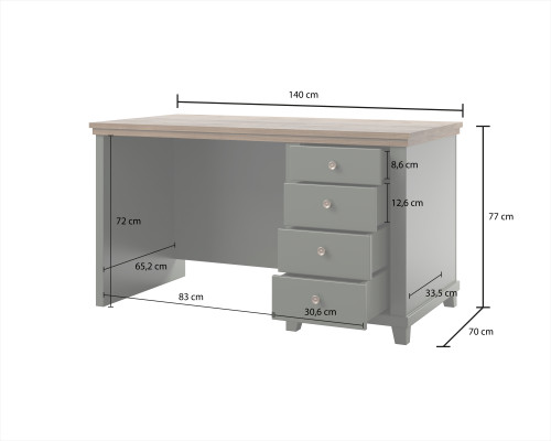 Письменный стол с 4 ящиками Helvetia EVORA 24ZRJU03 (зеленый/дуб Лефкас)