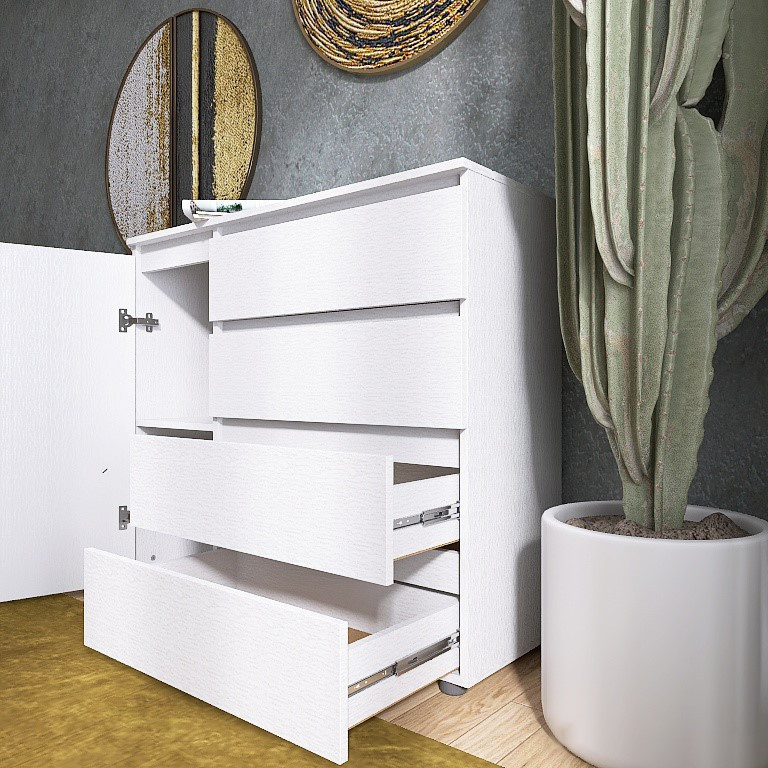 Комод без ручек EVR- Лайт КЛ-3 белый(нимфея альба)