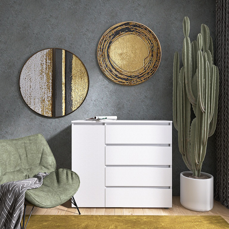 Комод без ручек EVR- Лайт КЛ-3 белый(нимфея альба)