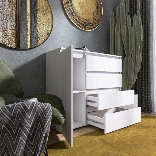 Комод без ручек EVR- Лайт КЛ-3 белый(нимфея альба)