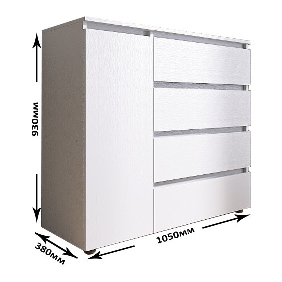 Комод без ручек EVR- Лайт КЛ-3 белый(нимфея альба)