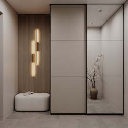 Шкаф - купе DRS- G-Caiser (180х60х240 см) 1 ДСП/1 Зеркало 3 части двери Кашемир/ кашемир